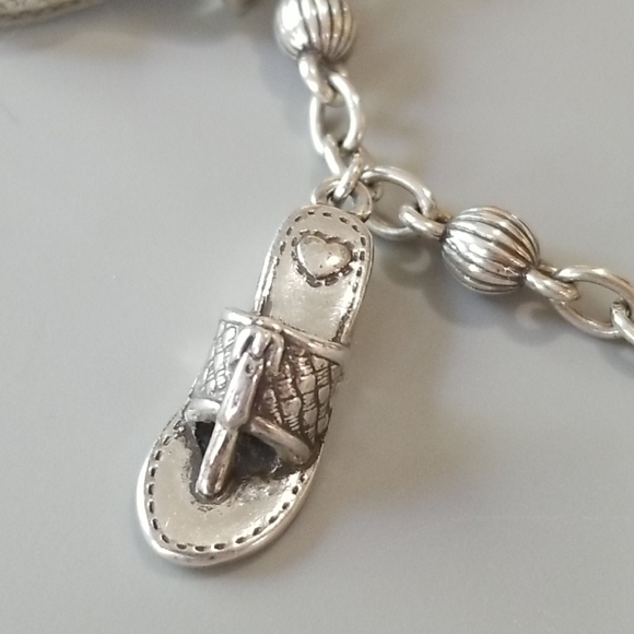 Brighton "SHOE LOVE" Detailed Silver Sandal, Slide, & Loafer 6-Charm Bracelet 👠 - Picture 5 of 16